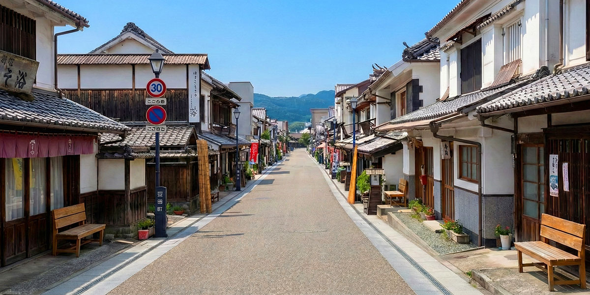 후쿠오카 근교 소도시 히타-마메다마치-거리-풍경