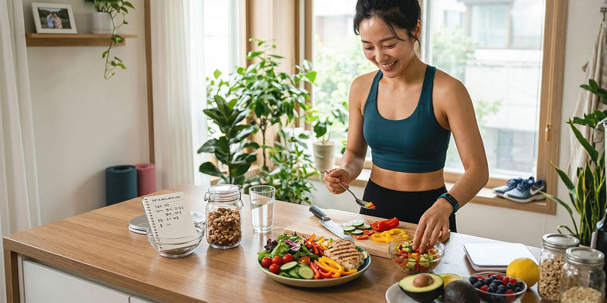 다이어트-가이드-다이어터-여성과-식단